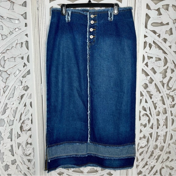 Me & You Dresses & Skirts - Me & You Color-blocked Patchwork Denim Midi Skirt